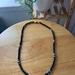 Vintage Elegant Black and Gold Beaded Necklace